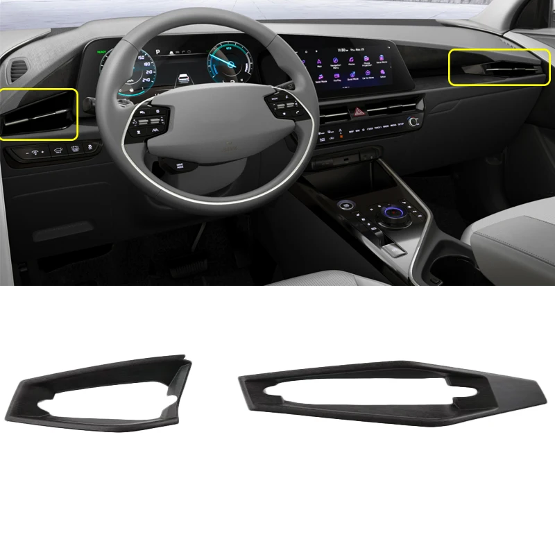For KIA NIRO 2022 2023 ABS Wood Color Interior Center Console Gear Armrest Box Panel Air Vent Outlet Cover Trim Stickers