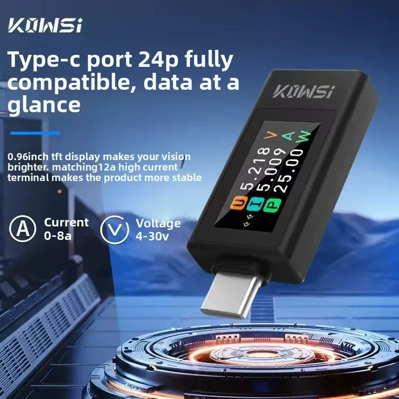 KWS-1902L 2301-3C Tester 4-30V 0-8A Current Voltage Monitor Fast Charging Voltage Ammeter Power Meter with Power Off Storager