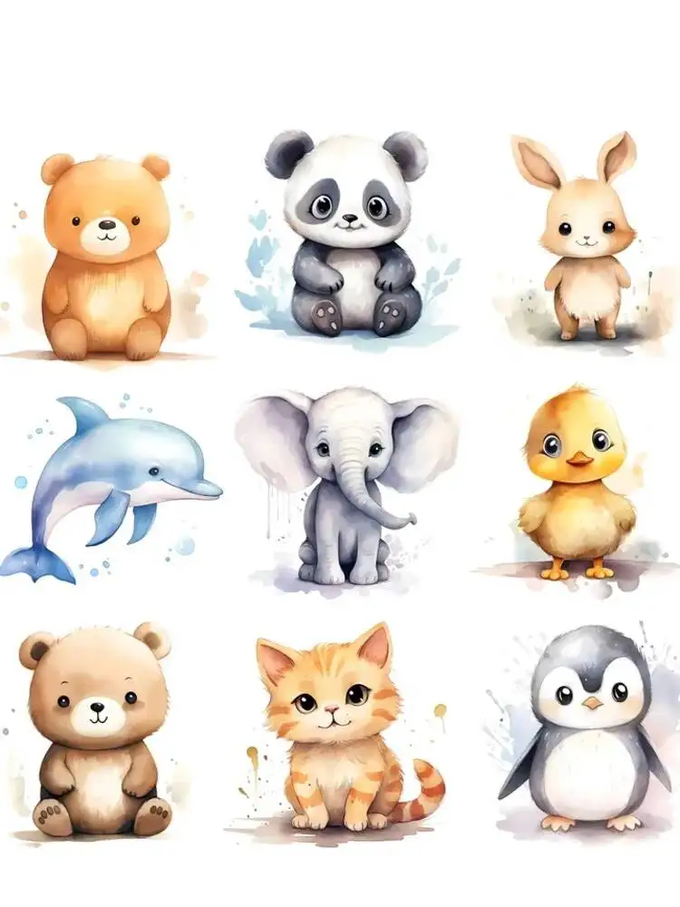 Dessin animé fer sur dauphins éléphants Pandas autocollants de transfert de chaleur DTF fer sur patchs de transfert pour vêtements pour enfants décalcomanie