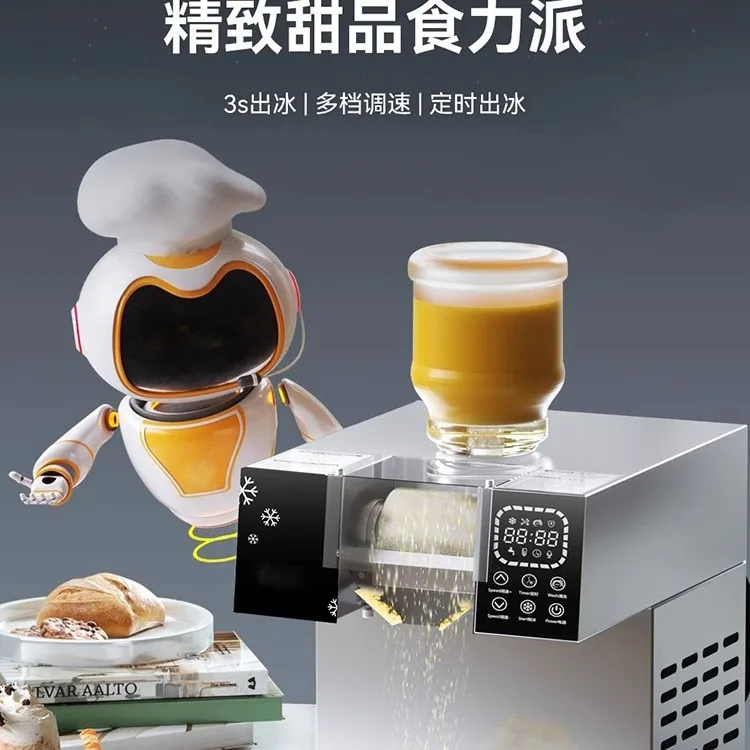 Fully‑Automatic Commercial Snowflake Ice Machine, Compact Trendy Bingsu Shaved Ice Maker for Street Stall Summer Dessert
