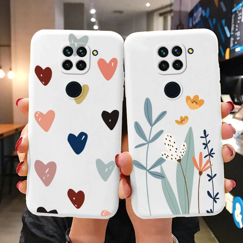 Heart Flower Case For Redmi Note 9 4G Phone Cover Cute Silicone Shockproof Soft Coque For Redmi Note 9 Note9 Shell Cartoon Lovel