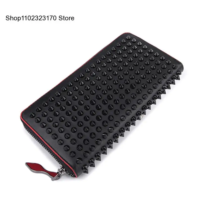 Women Genuine Leather Wallet Rivet Leather Purse Fashion Long Wallet Clutch Bag Women Handbags