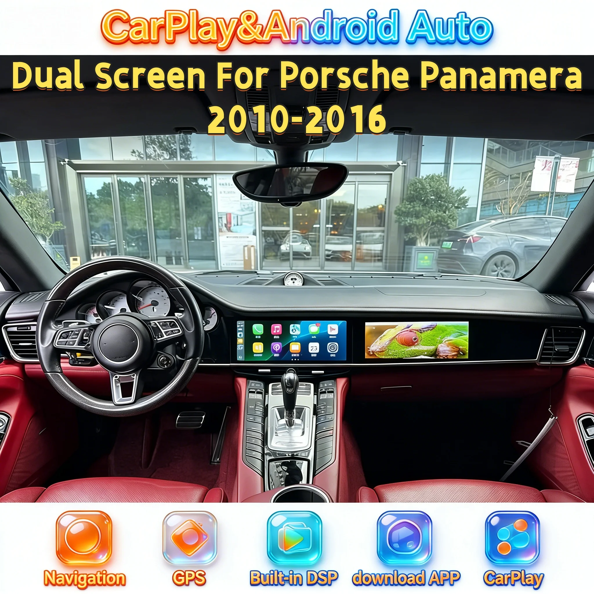 

Интерактивный двойной экран Qualcomm Wireless Carplay для Porsche Panamera, Android-мультимедиа, навигация, видеоплеер, улучшенная версия