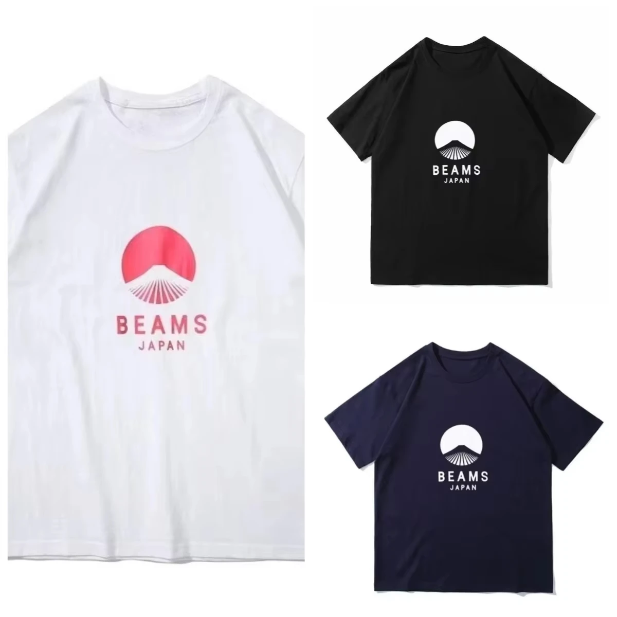 

JAPAN 20SS Japanese Designed Fanfuji Mountain Red Rope Men's and Women's Loose Cotton Round Neck Short Sleeved T-shirt