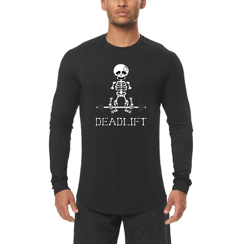 

Men Fashion High Elasticity Gym Running Bodybuilding Fitness Autumn Breathable Quick Dry Workout Tops