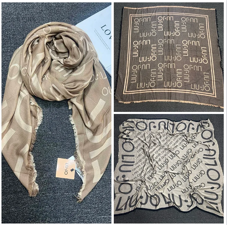 Foreign trade Italy Liu Jo original single letter jacquard temperament large square scarf 130 * 130 warm shawl new style