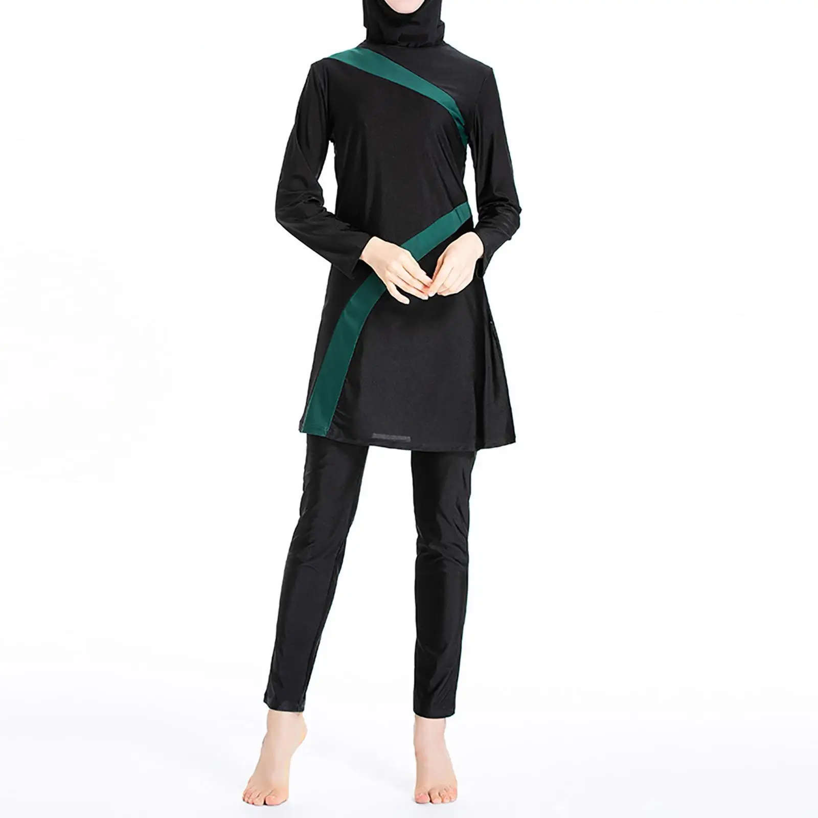 

Women Modest Muslim Burkini Swimsuit Set Islamic Full Cover Conservative Swimwear Full Body Rash Guard Top with Pants Hijab Suit