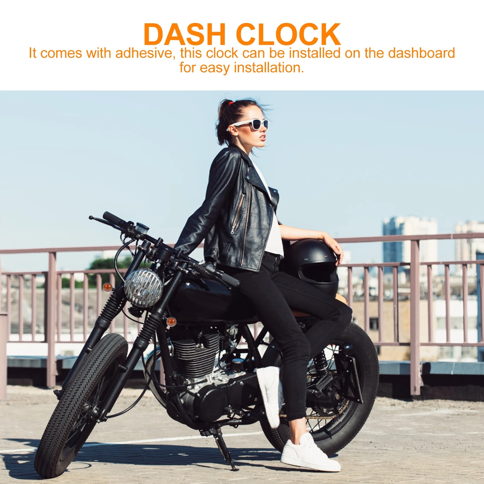 

Adhesive Waterproof Motorcycle Digital Dashboard Decor Auto Interior Red 12Hr Compact For Bike Office Outdoor Use Self-Stick