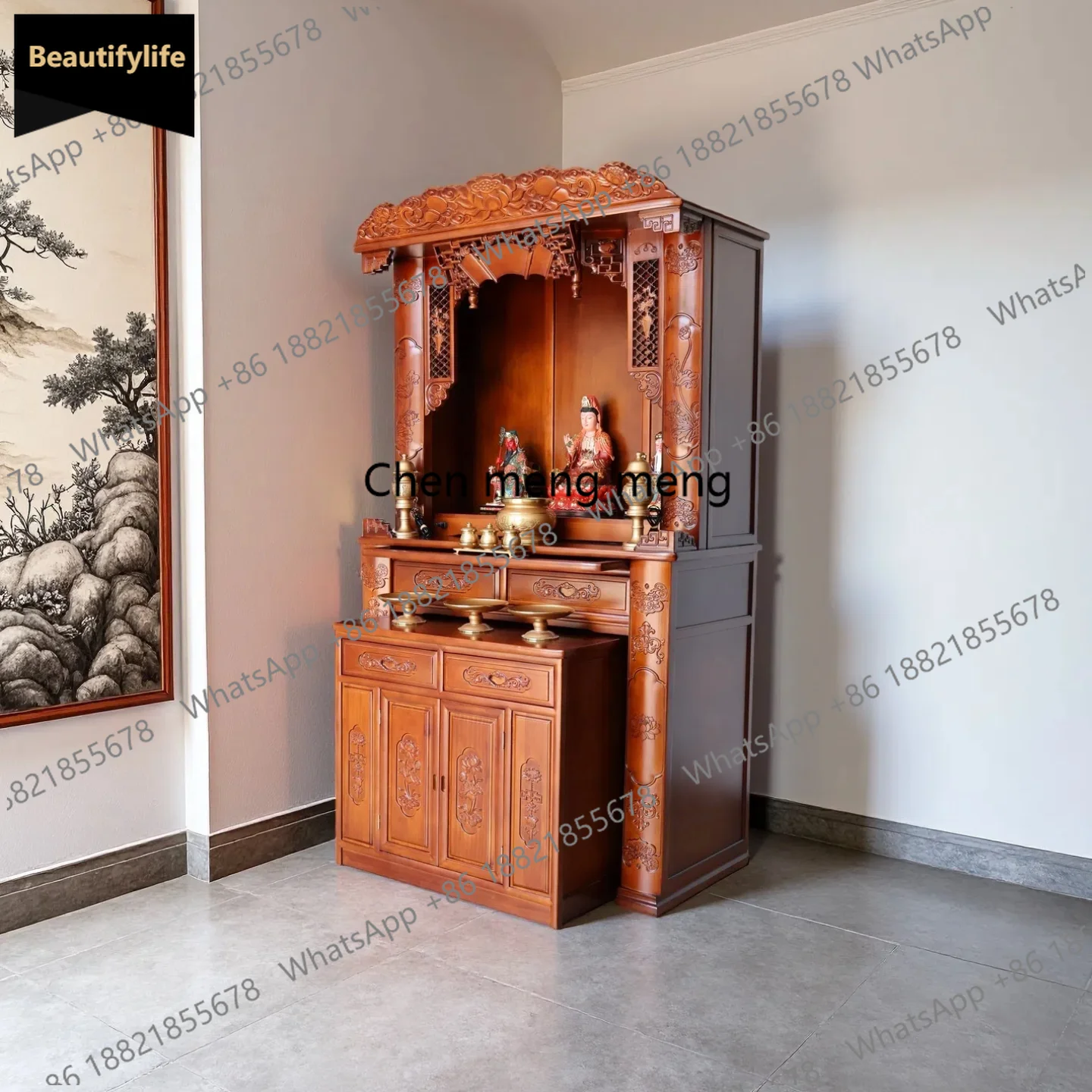 

Household Solid Wood Shrine Zhongtang Incense Case New Chinese Vertical Cabinet Shrine Incense Table Shrine c139
