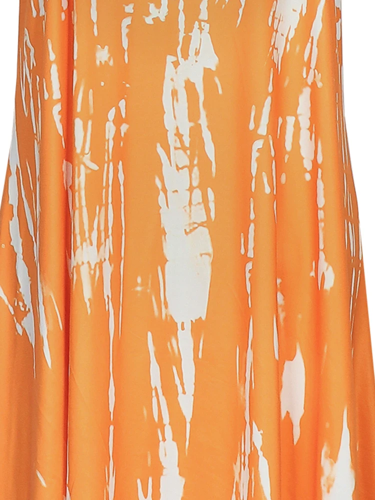 Plus Size Modna damska sukienka z nadrukiem Bez rękawów Dekolt w kształcie litery V Nieregularny dół Sukienka Tie-Dye Najlepszy wybór na lato