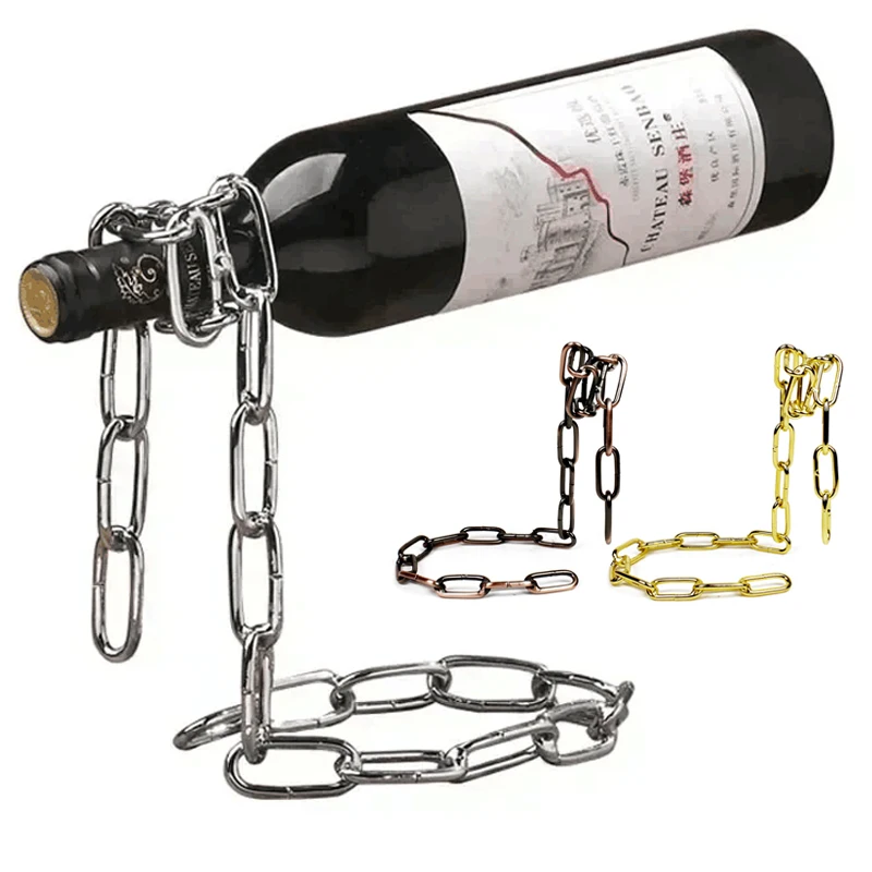 Magische Suspension Eisen Kette Weinregale Eine Flasche Wein Display Racks Ständer Halter Esszimmer Küche Keller Bar Dekoration