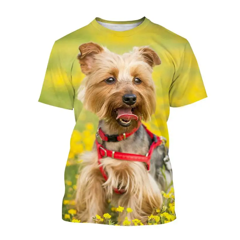 New Cute Animal Pet Dog Australian Terrier 3d Printing Men\'s Women\'s Children\'s T-shirt Breathable Light Summer Sports Top