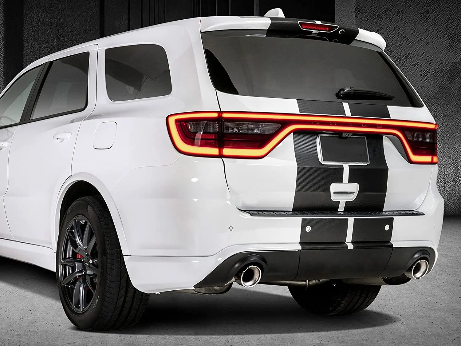 Racing Rally Stripes Graphics Vinyl Decals Compatible with  Durango (Matte Black)