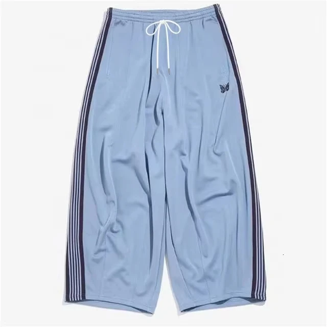 Herren 3D-Schmetterlings-Seitenstreifen-Druck Schnelltrocknende Lange Hosen, Retro Rosa-Lila Farbe Elastische Kordelzug Weites Bein Streetwear-Hosen – Detail 8