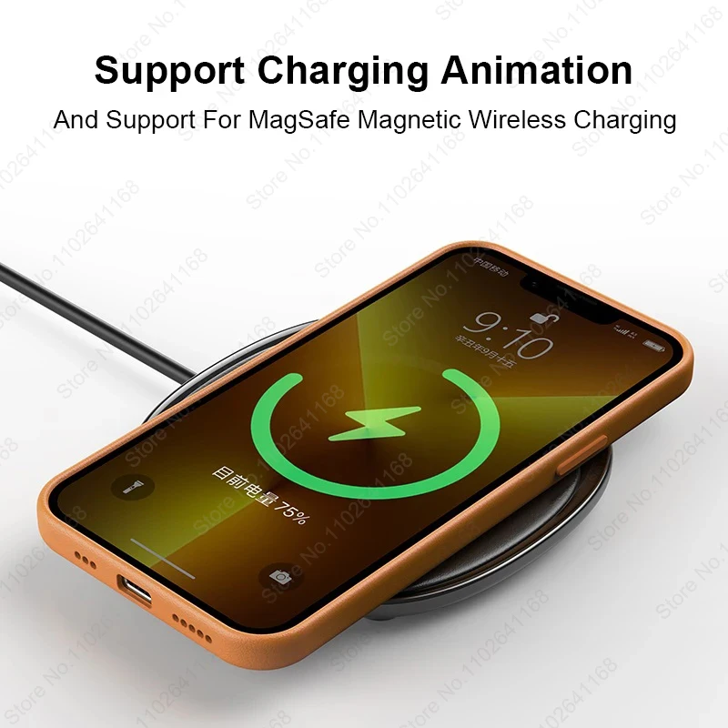 Official Original Animated Leather Cases for iPhone 16 13 14 15 Pro Max for Magsafe Magnetic Wireless Charging Cover For 15 Plus