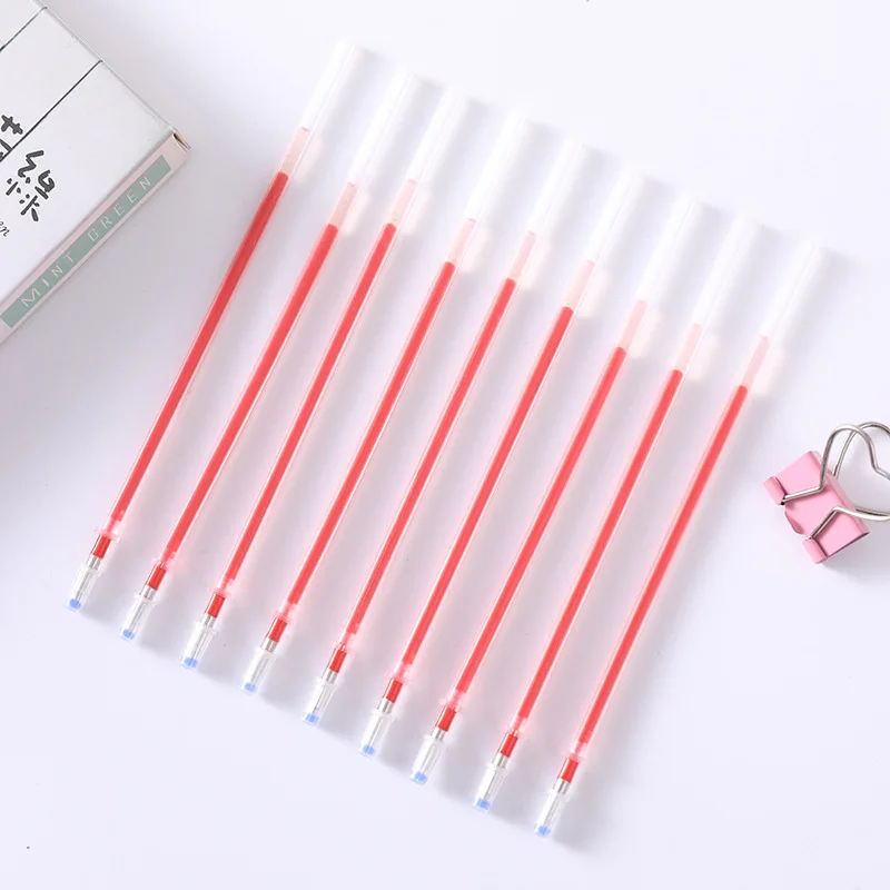 20 piezas-Bolígrafo de Gel de 0,5mm, recarga de tinta roja, azul y negra, de dos puntas, tipo oficina, material de papelería escolar, suministros de escritura