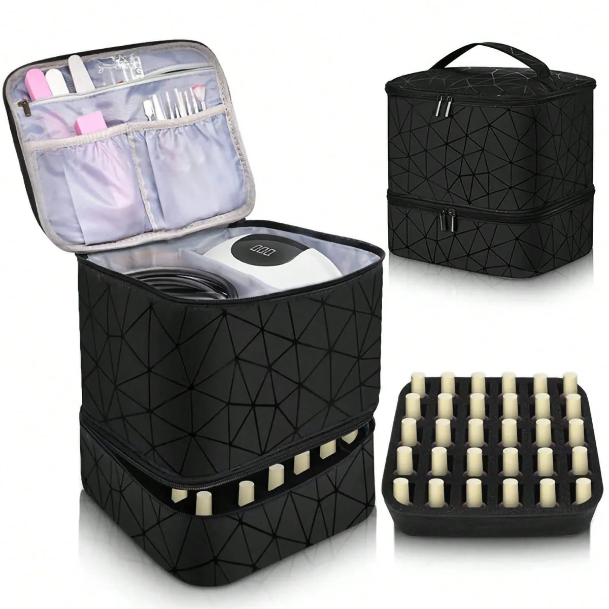 

Women's Portable Double-layer Nail Polish Storage Bag Organizer Travel Essential Oil Storage Box Multi-function Storage Bag