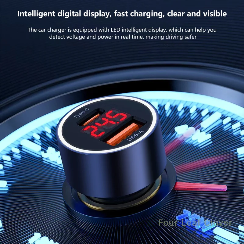 75W USB C General Car Charger Quick Charge 4.0 PD3.0 SCP Fast Car Digital Display Phone Charger