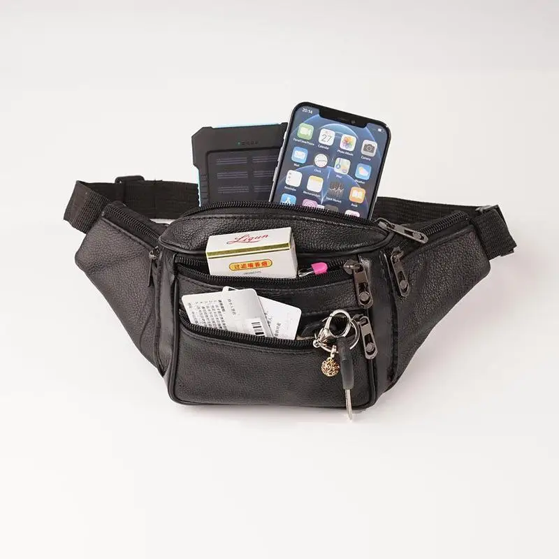 Herren-Gürteltasche aus PU-Leder, Hüfttasche, Kunstleder-Bauchtasche, modische, luxuriöse kleine Umhängetasche für Männer – Detail 15