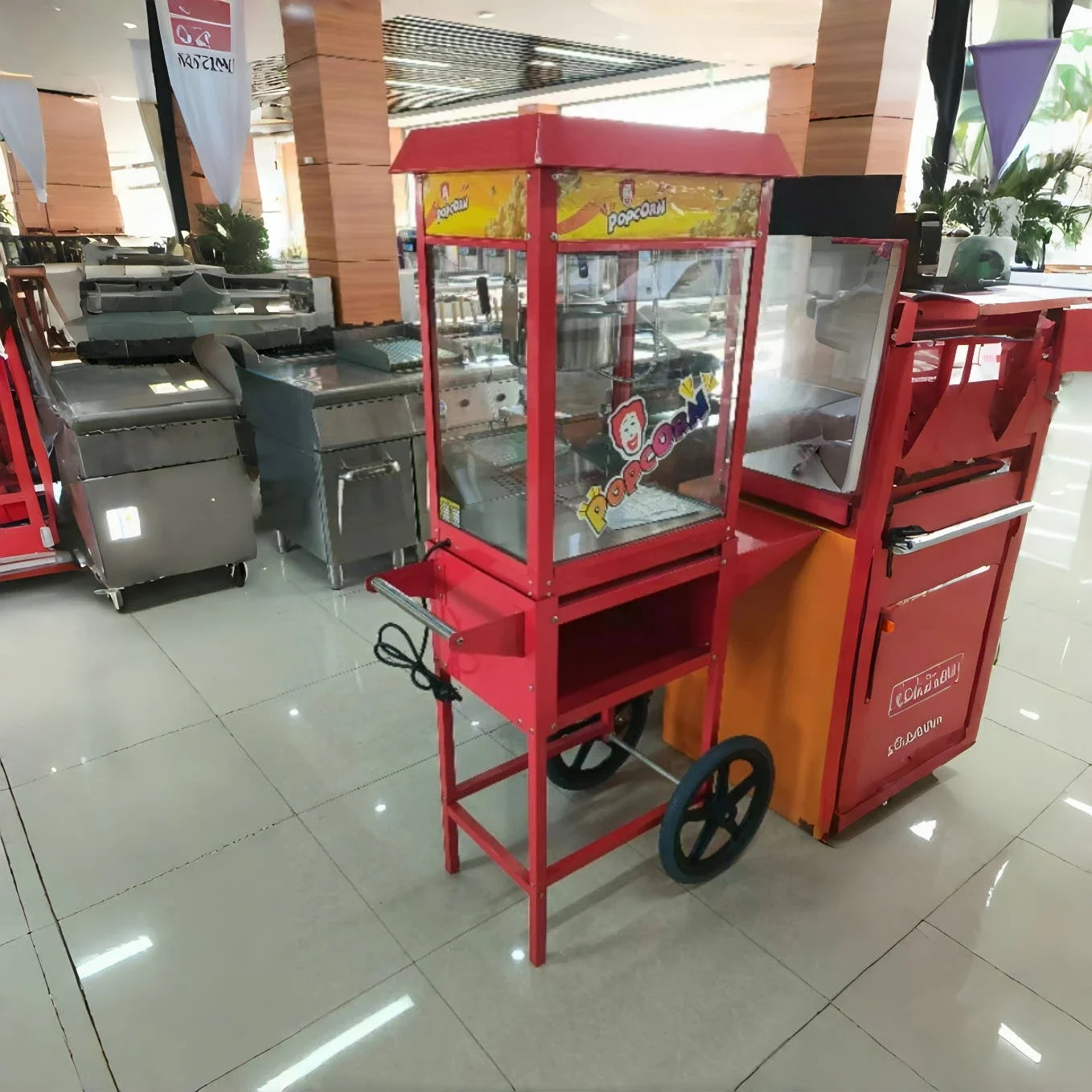 Commercial Popcorn Making Machine With Cart Wheels & 8 Ounce Kettle For Hotel Home Movie Theater For Sale Snacks Popcorn Maker