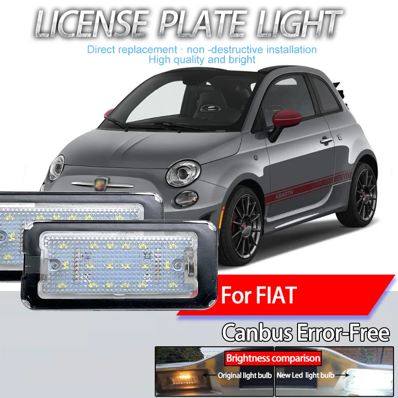 2 Stück Canbus Kein Fehler Weiß 18SMD LED Anzahl Kennzeichenbeleuchtung Montage 12 V Für Fiat Abarth 500 500C 2007-2016 Auto Styling