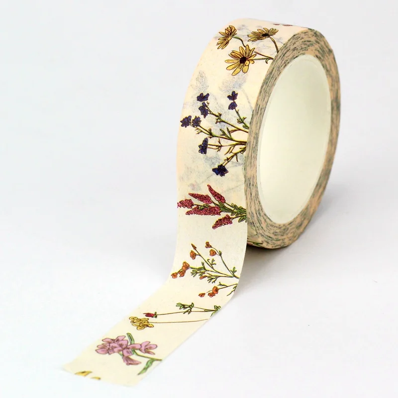 NEW 1PC. 10M Decorative Vintage Floral Leaves Botanical Japanese Paper Washi Tape Set for Planner Journaling Cute Stationery