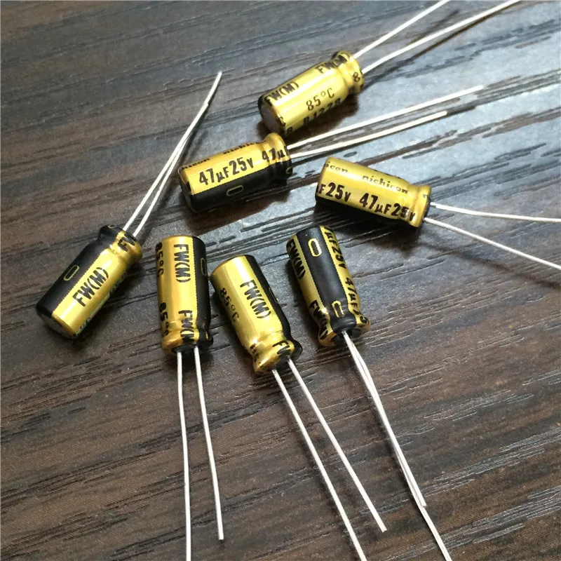 100pcs 47uF 25V NICHICON FW Series 5x11mm 25V47uF Audio Aluminum Electrolytic Capacitor