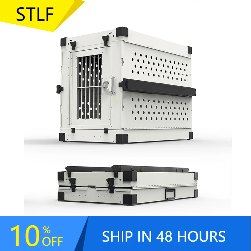 

STLFFoldable dog transport carrier for medium and Large dogs portable Aluminum alloy Dog cage for car