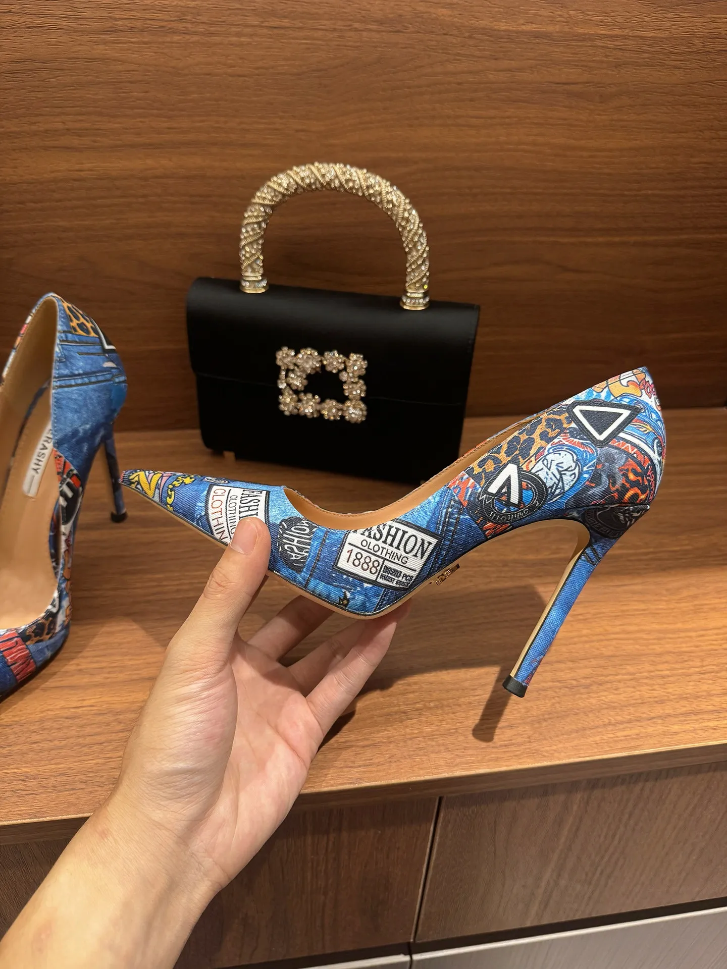 New women's white sole ink wash shallow mouth slim heel 12cm high heels fashionable and versatile commuting party single shoes - view 3