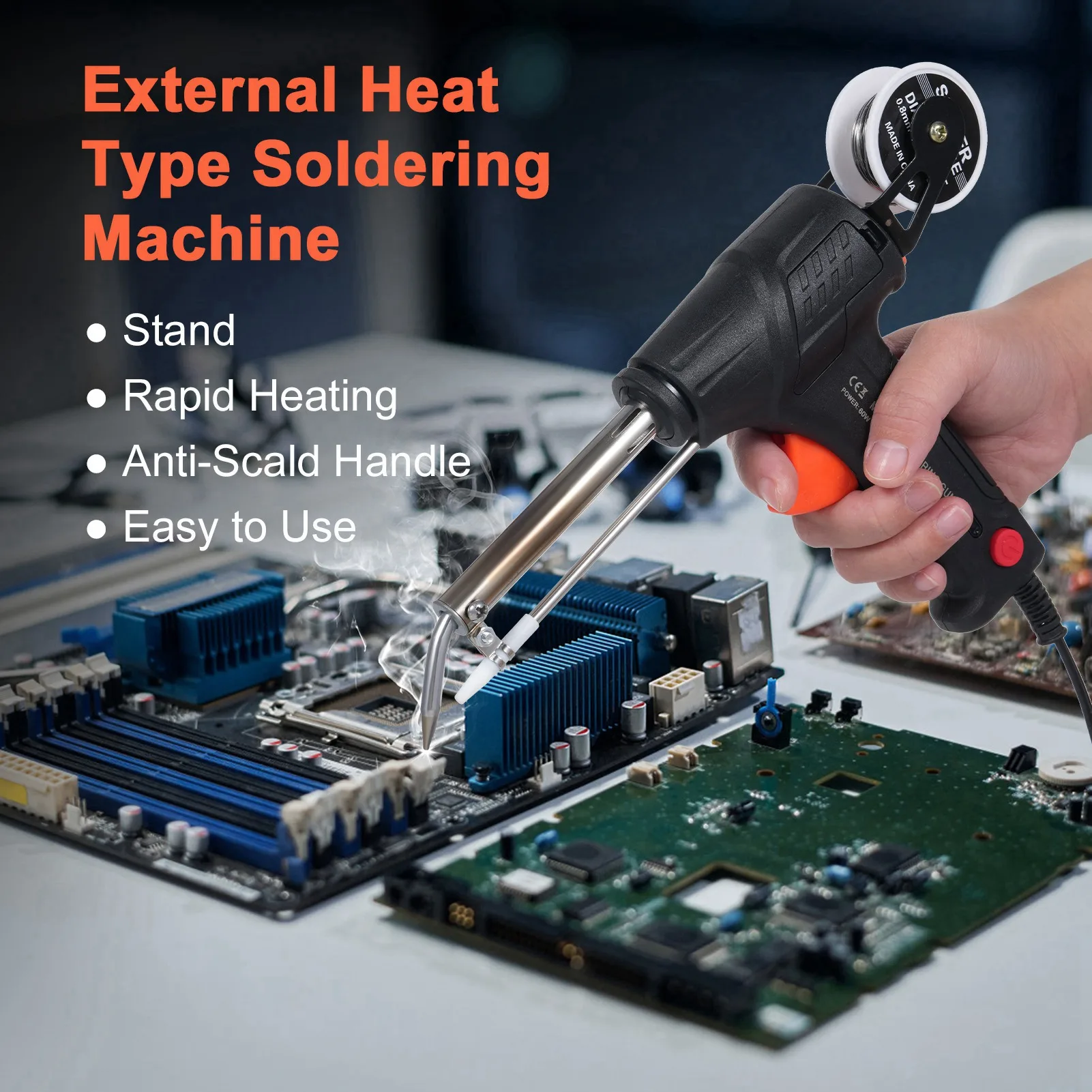 Soldering Iron Kit 60W Corded Electric Welding Machine with Welding Wire One Handed Soldering Machine Set for Soldering