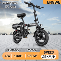 Electric Bicycle ENGWE T14 Folding 250W Powerful Motor 48V10AH Removable Battery Aluminum Alloy Ebike 14*2 In Tire Electric Bike