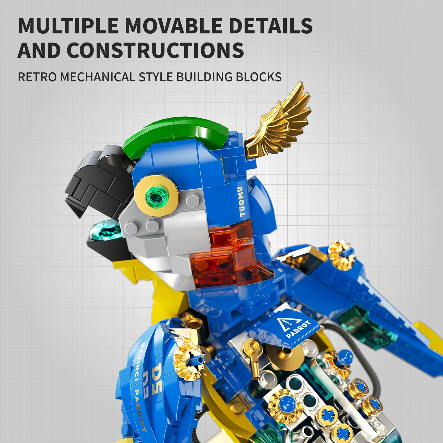 MOC Steampunk Macaw Building Blocks Creative Crocodile/Goldfish/Bettle Animal Parrot Model Assembly Decoration Toys Bricks Gifts