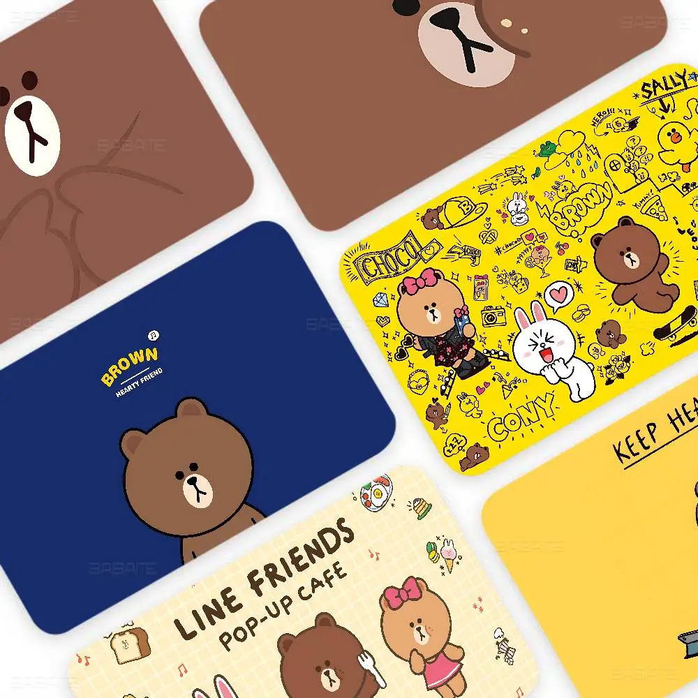 L-Lines F-Friends Brown Bear Fashion Matte Gold Silver Black Matte Film Skin Sticker Tape for Bank Credit Debit Card