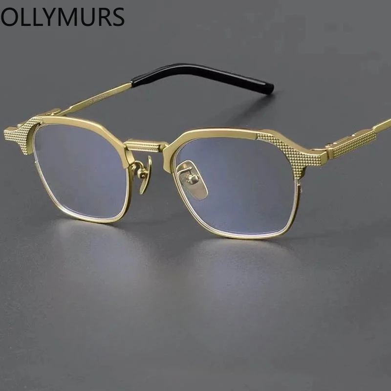 

OLLYMURS Men's Glasses Frame Pure Titanium Square Full Rim Optical Eyeglasses Frame Prescription Myopia Eyewear 04T
