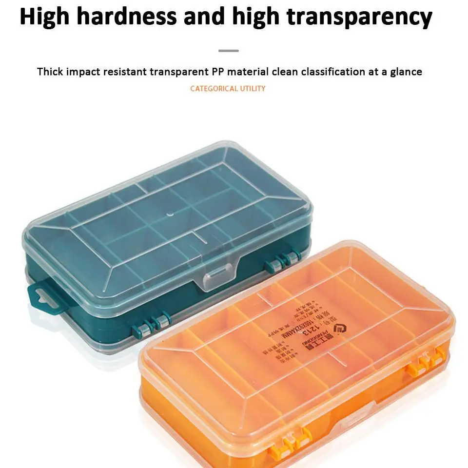 Double-Side Plastic Tool Parts Box Hardware Storage Box Multi Functional Plastic Storage Tool Electronic Component Grid Box