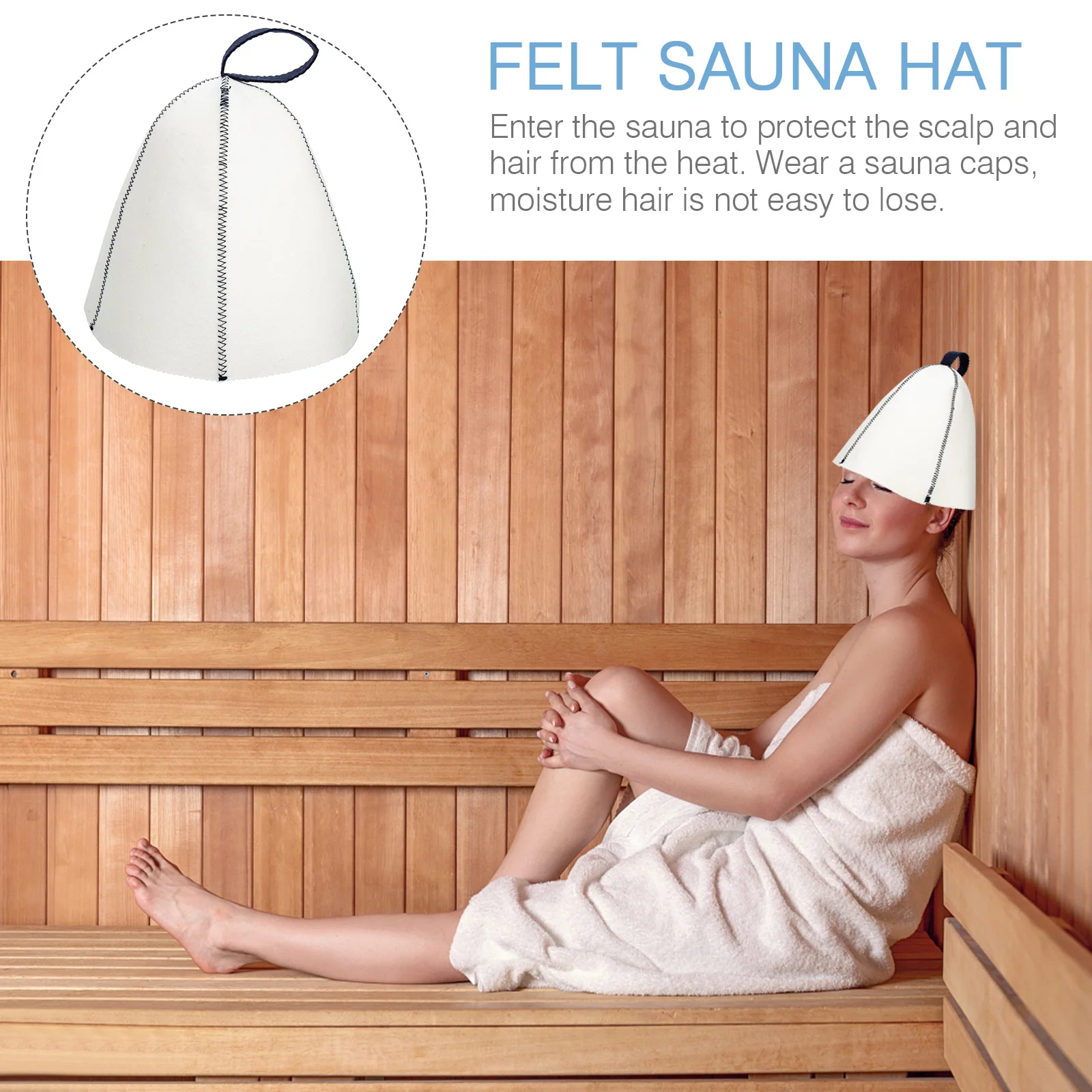 

2Pcs Felt Sauna Hat Thick Bathroom Spa Black Lightweight Heat Resistant Bathing Accessories Circulation Moisture