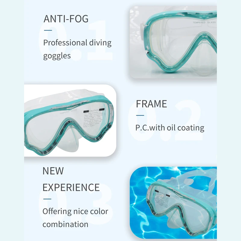 Schutzbrille zum Schwimmen Kind Schnorcheln Tauchmaske Junge Mädchen Big Frame Schwimm brille Tauch brille