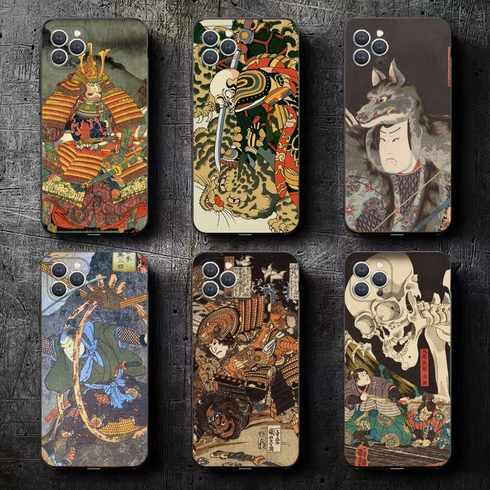 utagawa kuniyoshi  Phone Case For iPhone 16,15,14,13,12,11,Plus,Pro Max,XS,X,XR,SE,Mini,8,7 Soft Silicone Black Cover