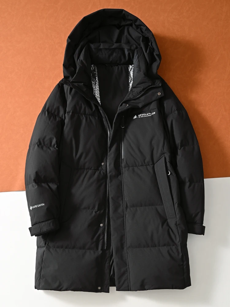 

Men's Winter Outdoor High Loosen Thiened White Du down Jaet Anti-Cold Mid-Length Faionable Urban Sle Coat