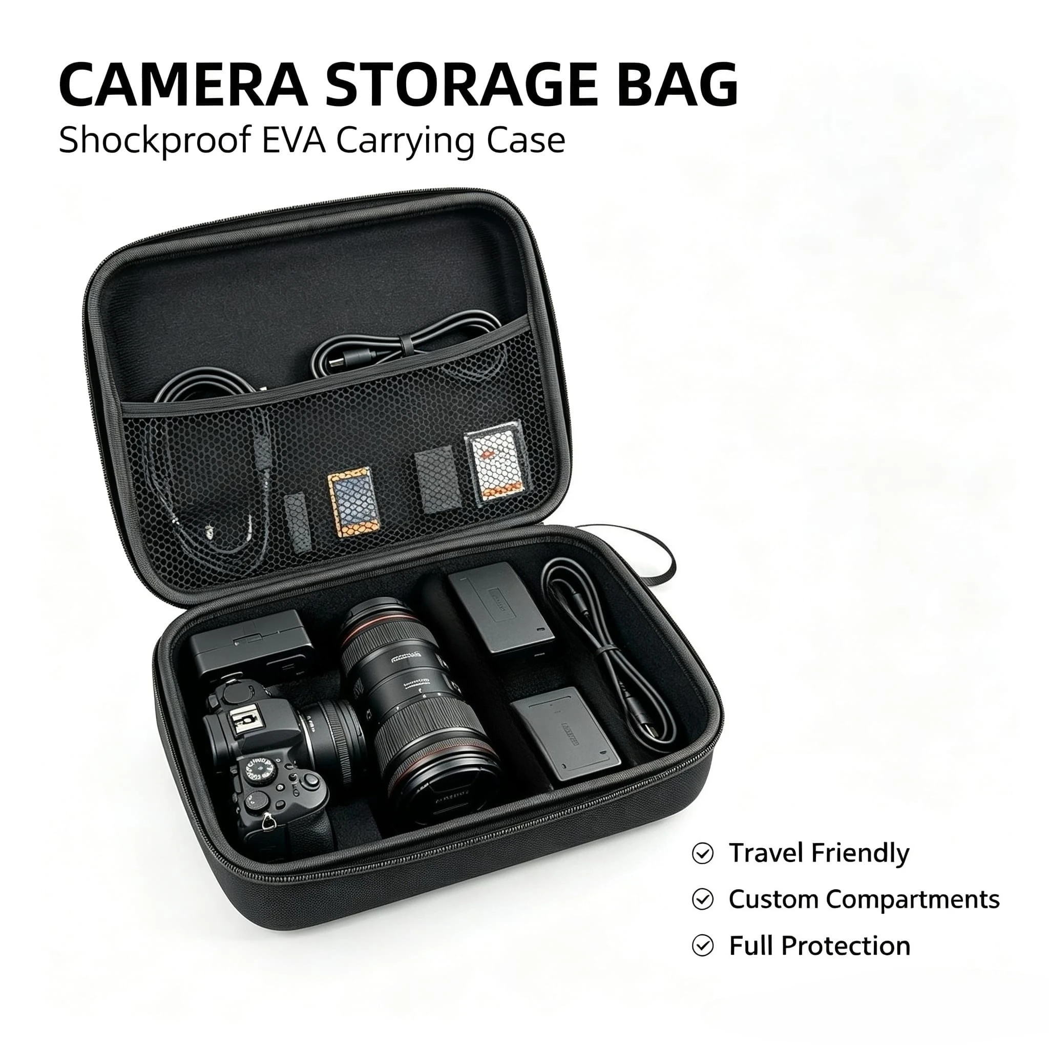 Case for Mirrorless DSLR Camera, Hard Shell EVA Handheld Travel Storage Bag, Portable Camera & Photo Accessories Organizer
