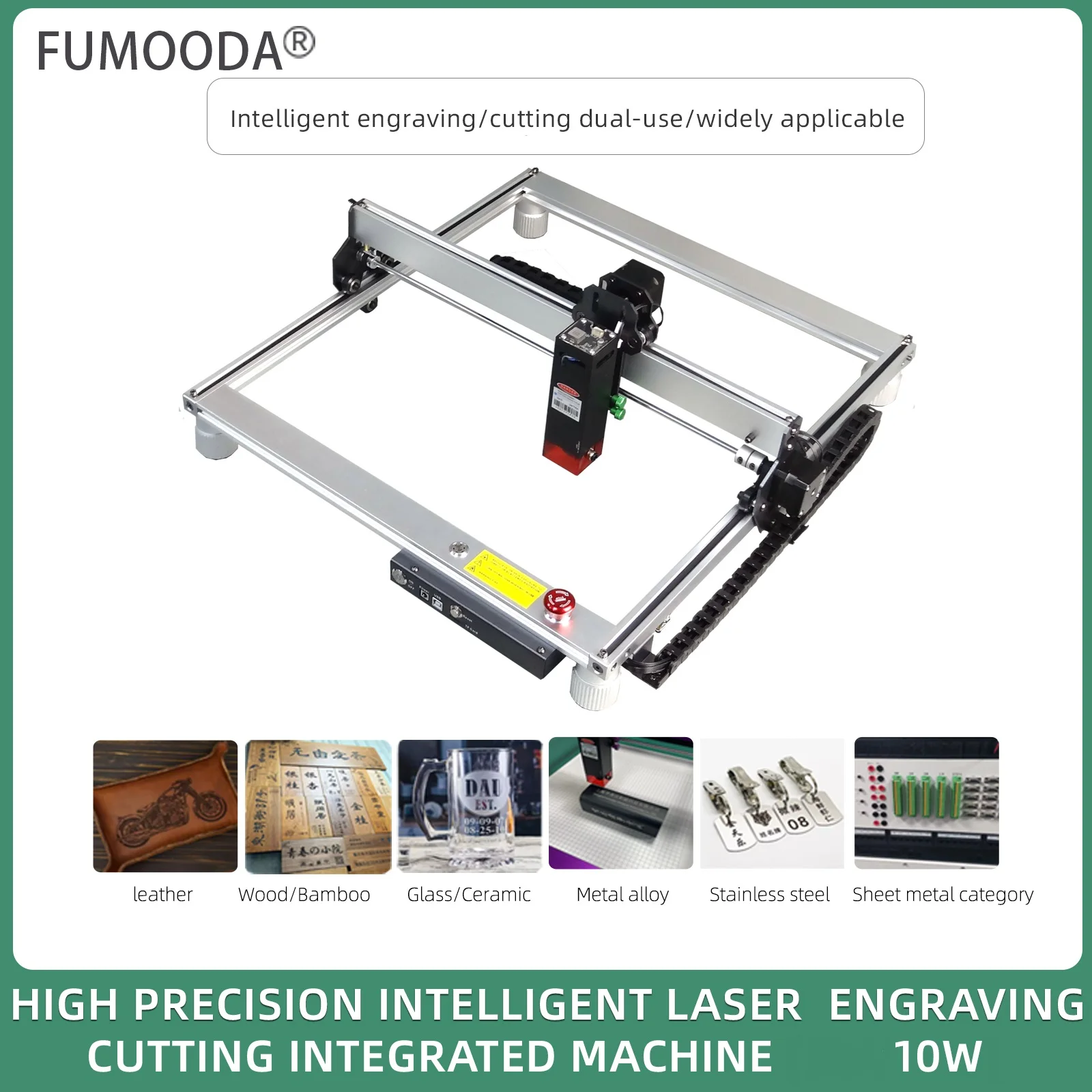 

10W Laser Engraver Cutting Engraving Machine Laser Cutter High Precision DIY Tools 400x400mm Sliver Aluminium Body