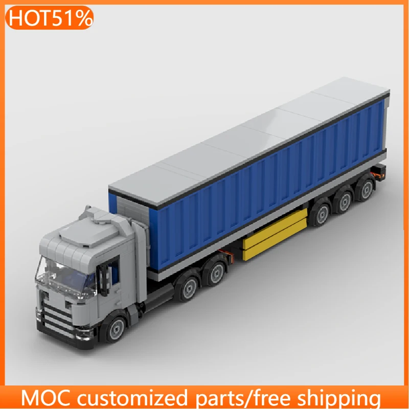 385 PCS transport Mini Container truck MOC Customize Modular Building Block Simple Creative Design Brick DIY Toy Birthday Gift
