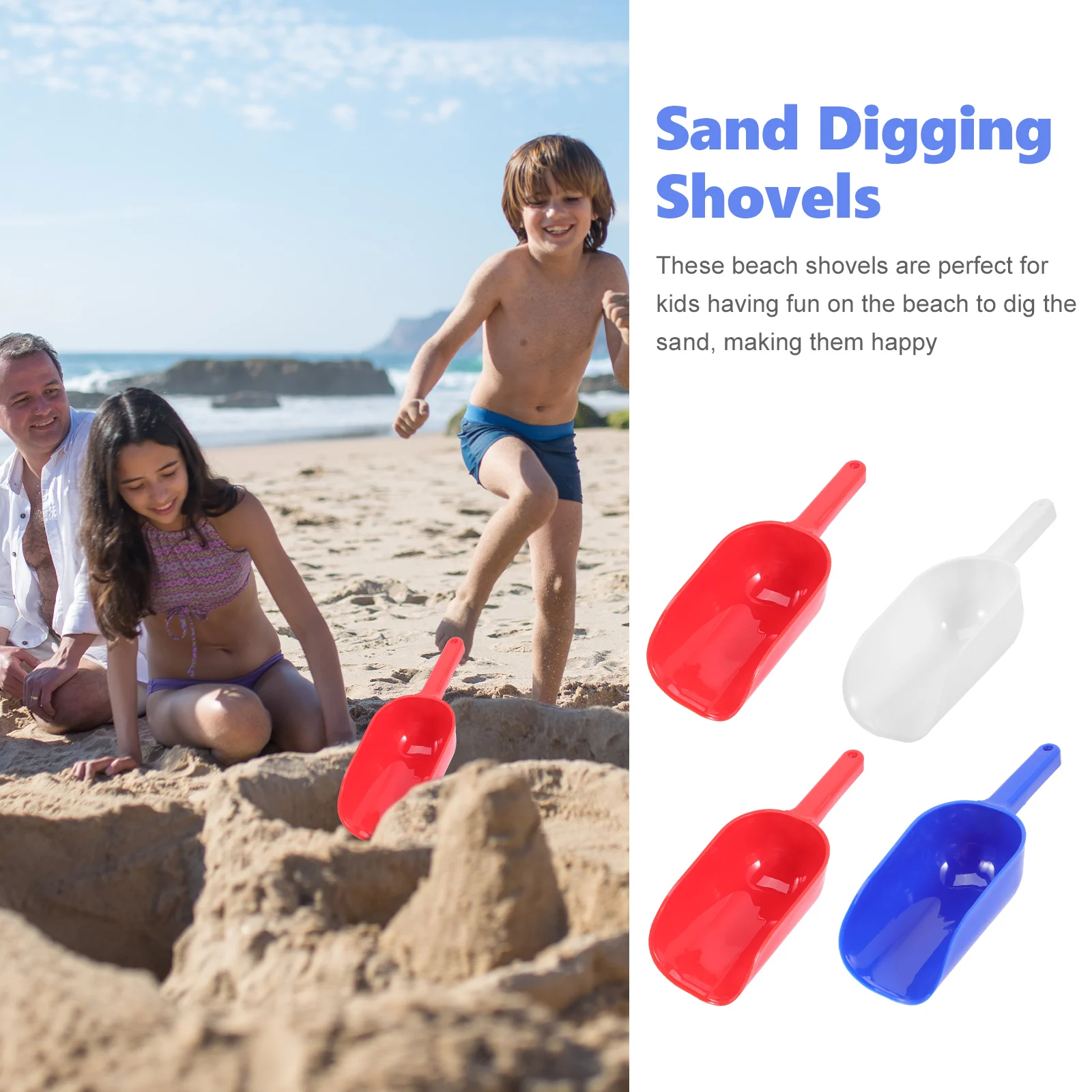 Beach Sand Shovels Plastic Stainless Steel Kids Toys Lightweight Digging Tools Summer Fun Gardening Shovels