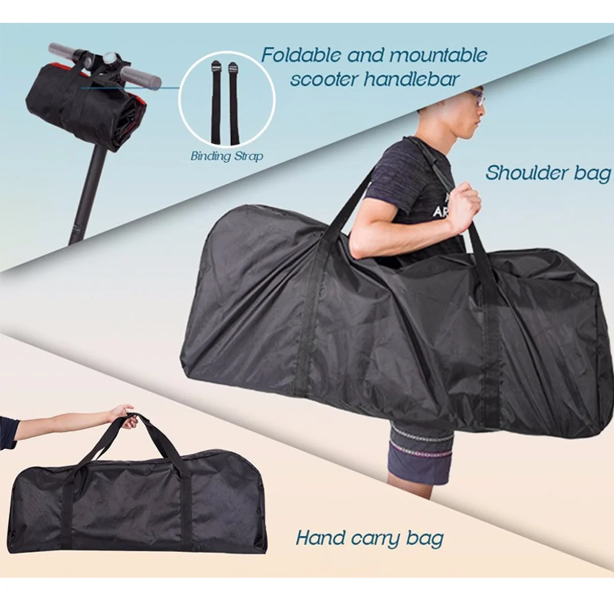 

Fits Mi Electric Scooter Durable Waterproof Foldable Shoulder Bag Black With Double Zipper Handle For Outdoor Travel Storage