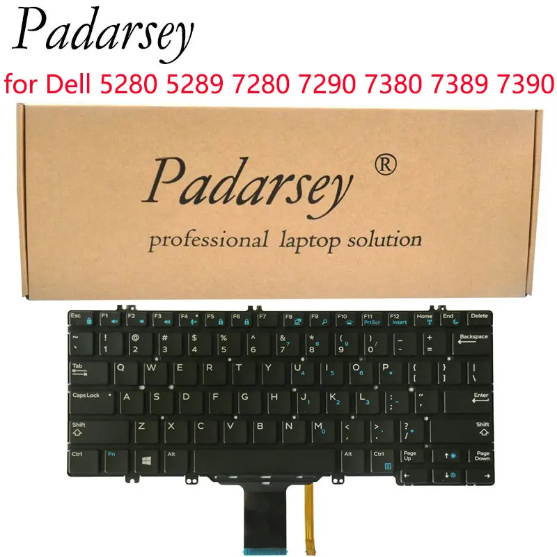 Padarsey Replacement Notebook US Keyboard for Dell Latitude 5280 5289 7280 7290 7380 7389 7390 Laptop No Frame (Backlight)