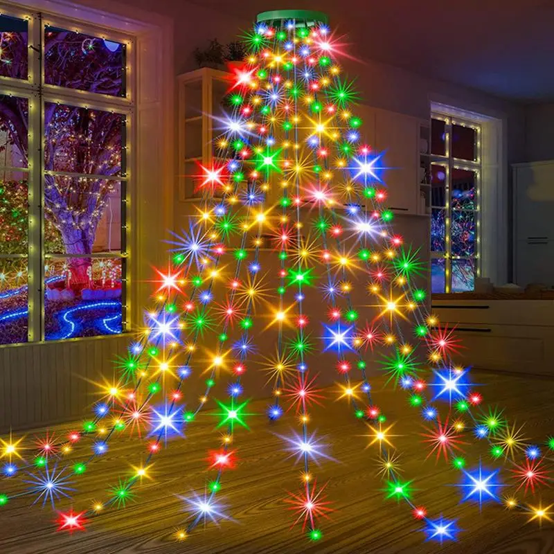 Christmas Tree Lights 9.84FT 400 LED Cluster Lights String Fairy Lights With Remote Christmas Lights With Ring For Tree Decor