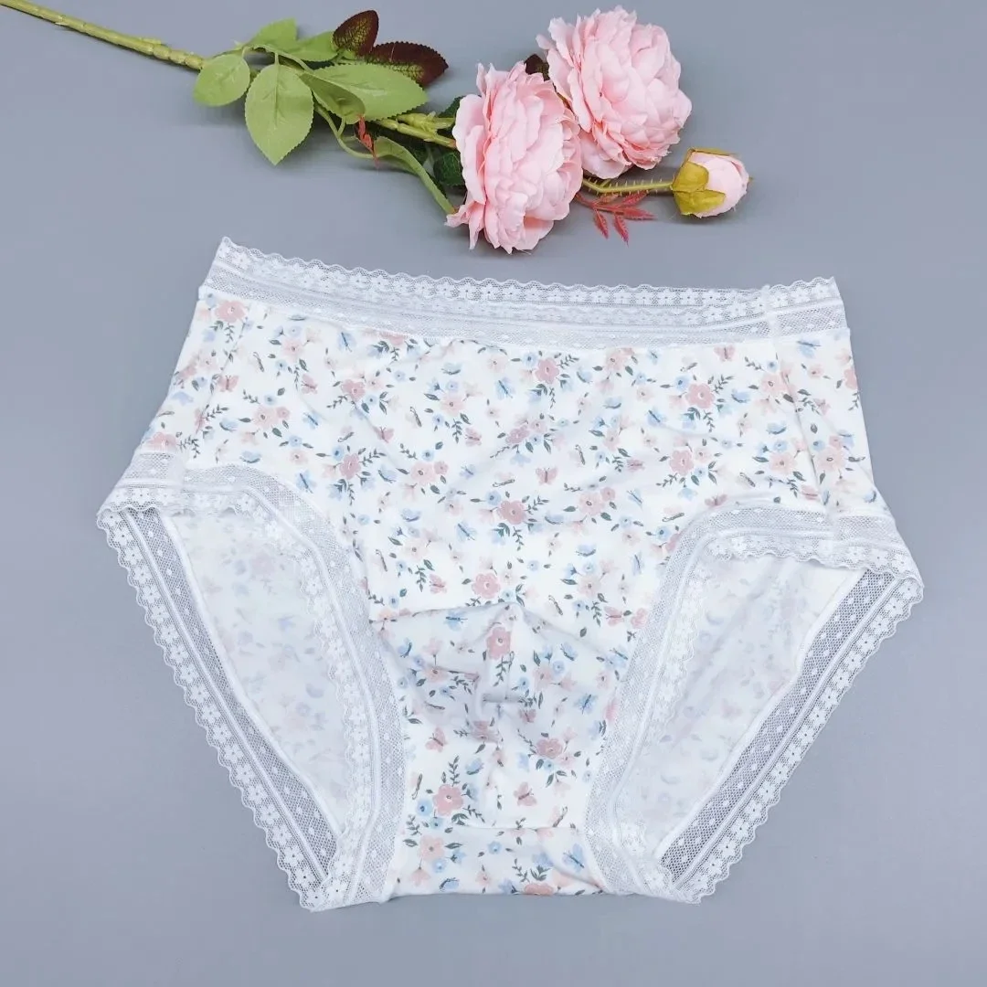 Man's Lace Floral Graphics Briefs LGBQ Panties Live Show Dance Costumes DJ Club Bar Party BF Gift Harajuku