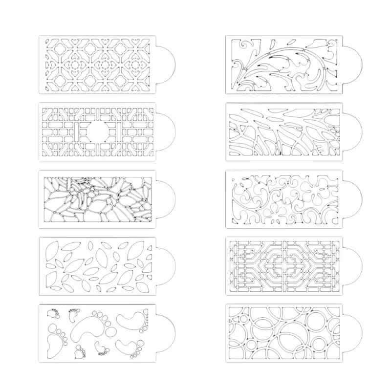 10 Pcs Cake Decorating Stencils Mold Plastic Templates Floral Baking Decor