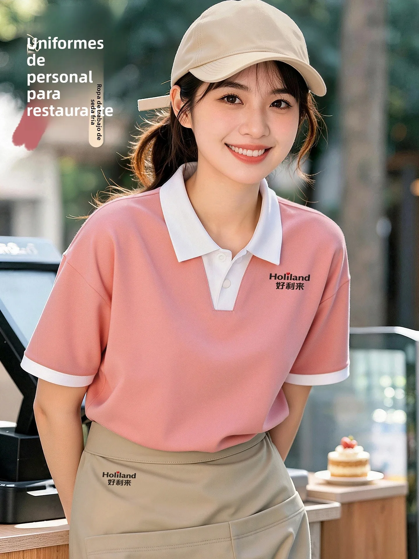 Atractivo  de Manga Corta para Uniforme, Ropa de Trabajo para Personal Femenino de Servicio, Color Rosa, para Panadería, ...