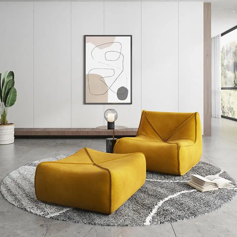 أريكة كسولة حديثة كريمية إبداعية كرسي بين باج لشخص واحد نمط الترفيه للمعيشة